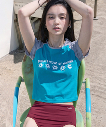 サンクロップレグランTシャツティルブルー