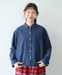 5oz INDIGO CHAMBRAY suso frill ブラウス