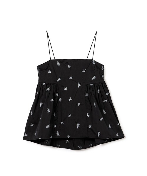 別注】ne Quittez pas BLACK Camisole Embroidery トップス