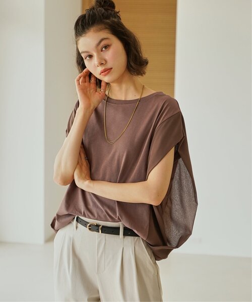 ikka（イッカ）の「【プチプラ1990円（税抜）】冷感袖異素材プルオーバー（Tシャツ/カットソー・レディース・チャコール/ブルー/モカ/オフホワイト・S/M/L）」の6枚目の写真