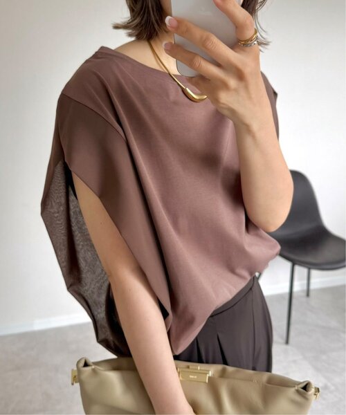 ikka（イッカ）の「【プチプラ1990円（税抜）】冷感袖異素材プルオーバー（Tシャツ/カットソー・レディース・チャコール/ブルー/モカ/オフホワイト・S/M/L）」の14枚目の写真