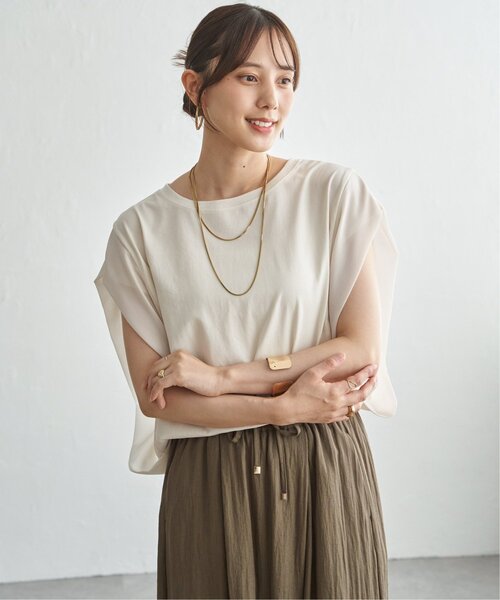 ikka（イッカ）の「【プチプラ1990円（税抜）】冷感袖異素材プルオーバー（Tシャツ/カットソー・レディース・チャコール/ブルー/モカ/オフホワイト・S/M/L）」の21枚目の写真