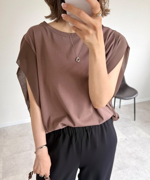 ikka（イッカ）の「【プチプラ1990円（税抜）】冷感袖異素材プルオーバー【お得だ値】（Tシャツ/カットソー・レディース・チャコール/ブルー/モカ/オフホワイト・S/M/L）」の11枚目の写真