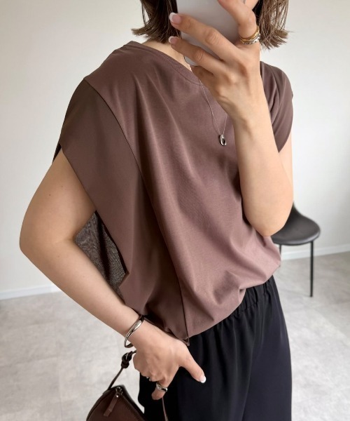 ikka（イッカ）の「【プチプラ1990円（税抜）】冷感袖異素材プルオーバー【お得だ値】（Tシャツ/カットソー・レディース・チャコール/ブルー/モカ/オフホワイト・S/M/L）」の12枚目の写真
