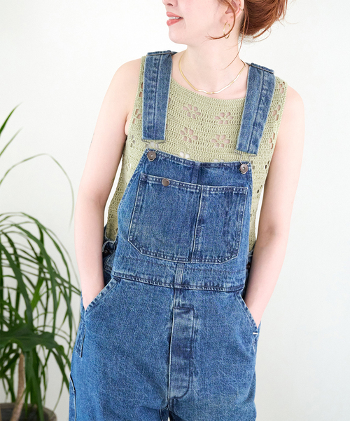 B.C STOCK(ベーセーストック)の「【ZOZO先行販売】手洗い可 / Gleamy / グリーミー クロシェニットタンクトップ(ニット/セーター・レディース・アイボリー/ブラウン/ピンク系その他/ライトグリーン・FREE)」の3枚目の写真