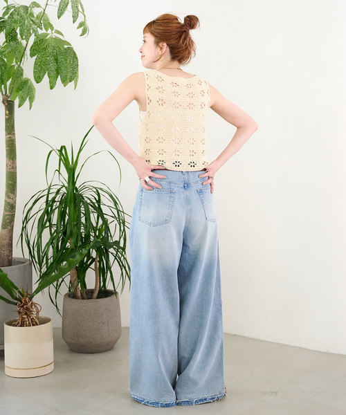 B.C STOCK(ベーセーストック)の「【ZOZO先行販売】手洗い可 / Gleamy / グリーミー クロシェニットタンクトップ(ニット/セーター・レディース・アイボリー/ブラウン/ピンク系その他/ライトグリーン・FREE)」の7枚目の写真