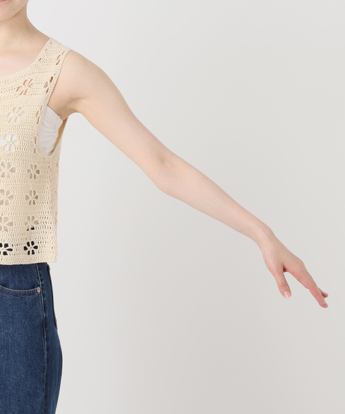 B.C STOCK(ベーセーストック)の「【ZOZO先行販売】手洗い可 / Gleamy / グリーミー クロシェニットタンクトップ(ニット/セーター・レディース・アイボリー/ブラウン/ピンク系その他/ライトグリーン・FREE)」の21枚目の写真