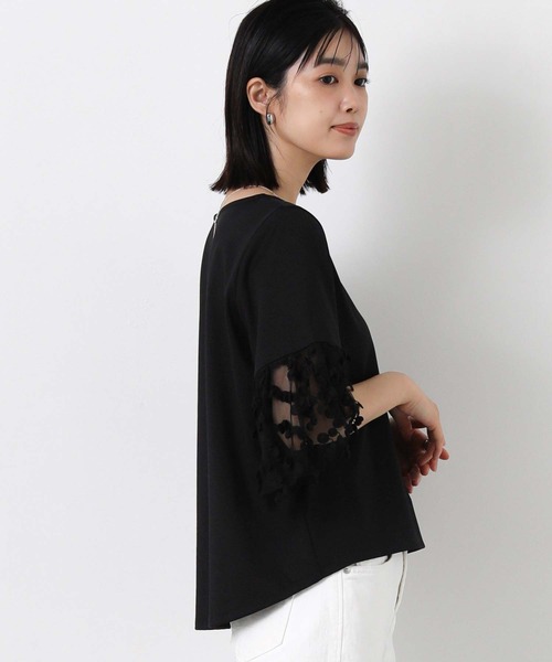Gready Brilliant(グレディブリリアン)の「異素材ドットチュール7分袖(Tシャツ/カットソー・レディース・オフホワイト/ブラック・38)」の16枚目の写真