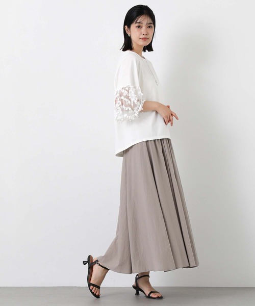Gready Brilliant(グレディブリリアン)の「異素材ドットチュール7分袖(Tシャツ/カットソー・レディース・オフホワイト/ブラック・38)」の4枚目の写真