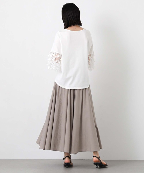 Gready Brilliant(グレディブリリアン)の「異素材ドットチュール7分袖(Tシャツ/カットソー・レディース・オフホワイト/ブラック・38)」の5枚目の写真