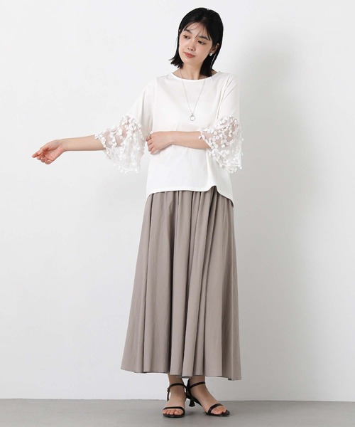 Gready Brilliant(グレディブリリアン)の「異素材ドットチュール7分袖(Tシャツ/カットソー・レディース・オフホワイト/ブラック・38)」の6枚目の写真