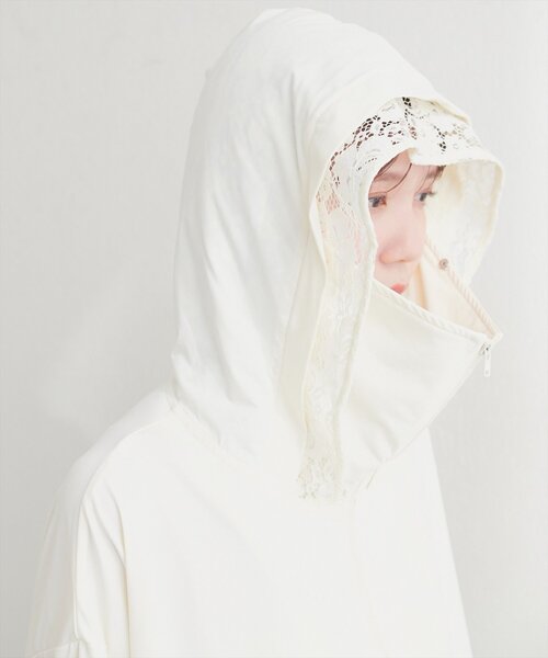 natural couture(ナチュラルクチュール)の「【sherbet line】UV速乾レースデザインパーカー(パーカー・レディース・オフホワイト/サックスブルー/ライトベージュ/チャコールグレー・FREE)」の19枚目の写真