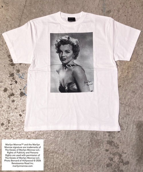 minius(ミニウス)の「【MARILYN MONROE/マリリン・モンロー】フォトTシャツ ピグメント染め ヴィンテージ ユニセックスモノクロ クローズアップ(Tシャツ/カットソー・メンズ・ホワイト/ブラック・SMALL/MEDIUM/LARGE/X-LARGE)」の2枚目の写真