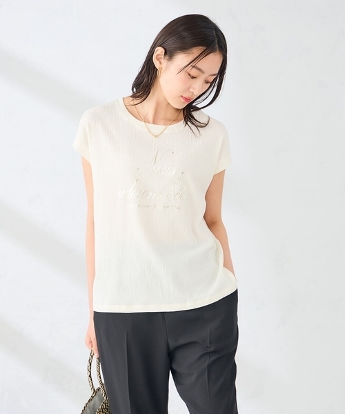 a.v.v(アーヴェヴェ)の「楊柳プリントTシャツ(Tシャツ/カットソー・レディース・チャコールグレー/アイボリー・38/36/40)」の8枚目の写真
