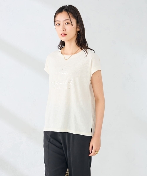 a.v.v(アーヴェヴェ)の「楊柳プリントTシャツ(Tシャツ/カットソー・レディース・チャコールグレー/アイボリー・38/36/40)」の9枚目の写真