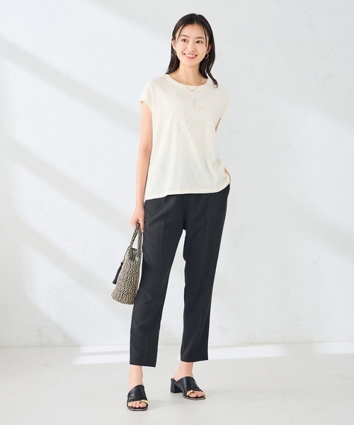 a.v.v(アーヴェヴェ)の「楊柳プリントTシャツ(Tシャツ/カットソー・レディース・チャコールグレー/アイボリー・38/36/40)」の11枚目の写真