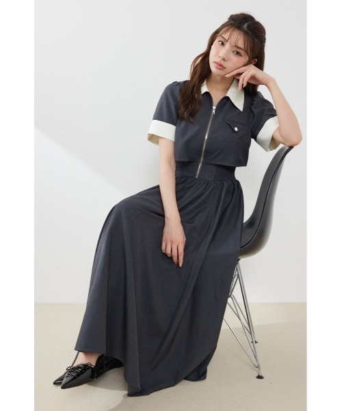 rienda(リエンダ)の「【再入荷】バストディティールフレアワンピース 夏服(ワンピース・レディース・ブラック/グレー/ライトイエロー・SMALL/MEDIUM)」の4枚目の写真