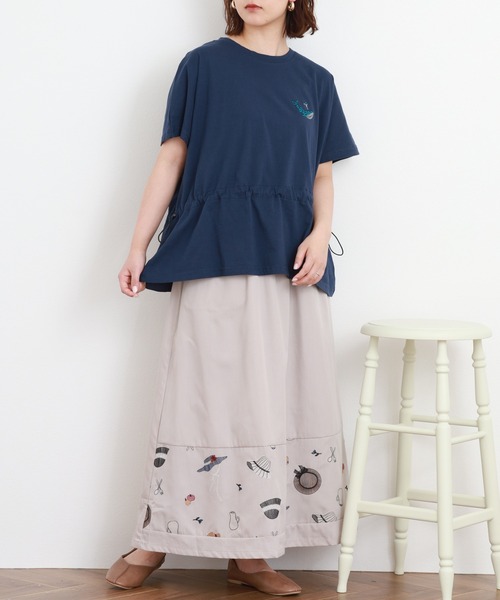 Emago(イマゴ)の「EMAGO いろんな帽子刺繍スカート(スカート・レディース・ベージュ/ネイビー・FREE)」の12枚目の写真