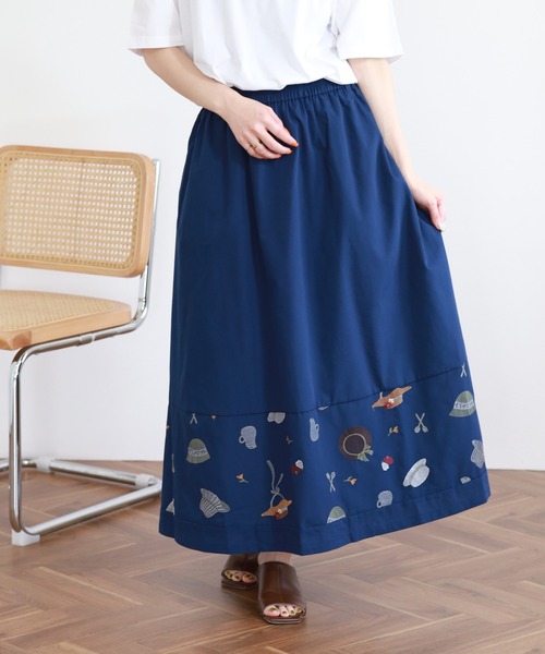 Emago(イマゴ)の「EMAGO いろんな帽子刺繍スカート(スカート・レディース・ベージュ/ネイビー・FREE)」の15枚目の写真