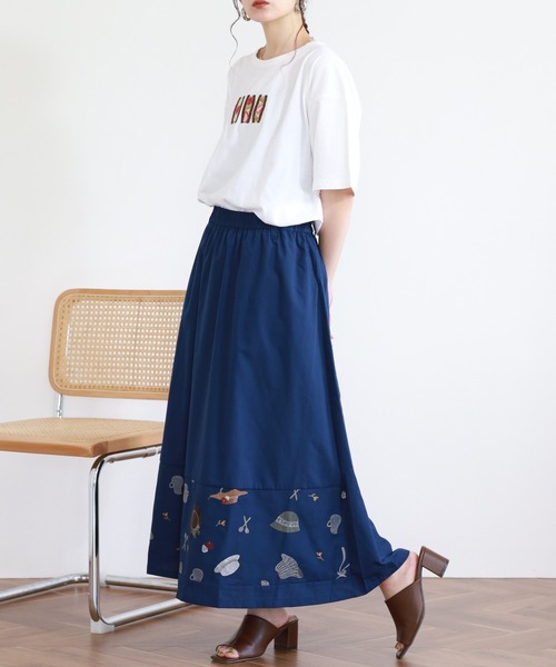 Emago(イマゴ)の「EMAGO いろんな帽子刺繍スカート(スカート・レディース・ベージュ/ネイビー・FREE)」の18枚目の写真