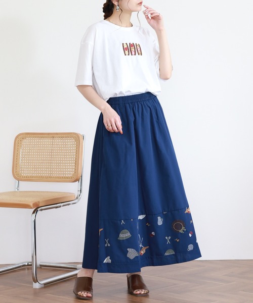 Emago(イマゴ)の「EMAGO いろんな帽子刺繍スカート(スカート・レディース・ベージュ/ネイビー・FREE)」の19枚目の写真