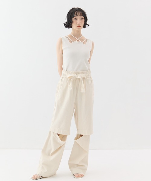 LIVINGTONE(リヴィントーン)の「【LIVINGTONE/リヴィントーン】《STUDIOUS別注》Relaxed open knee/リラックスオープンニーデニム(デニムパンツ・レディース・ブラック/アイボリー・38/36)」の6枚目の写真