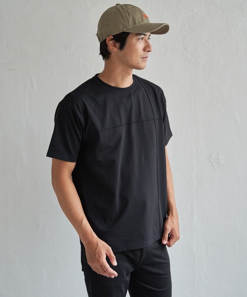 ikka(イッカ)の「【接触冷感】ステッチ刺繍Tシャツ(Tシャツ/カットソー・メンズ・ホワイト/ブラック/ネイビー・M/L/XL/S)」の8枚目の写真