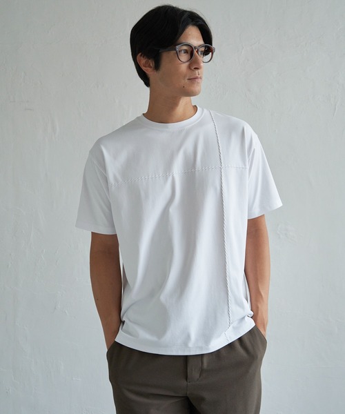 ikka(イッカ)の「【接触冷感】ステッチ刺繍Tシャツ(Tシャツ/カットソー・メンズ・ホワイト/ブラック/ネイビー・M/L/XL/S)」の5枚目の写真