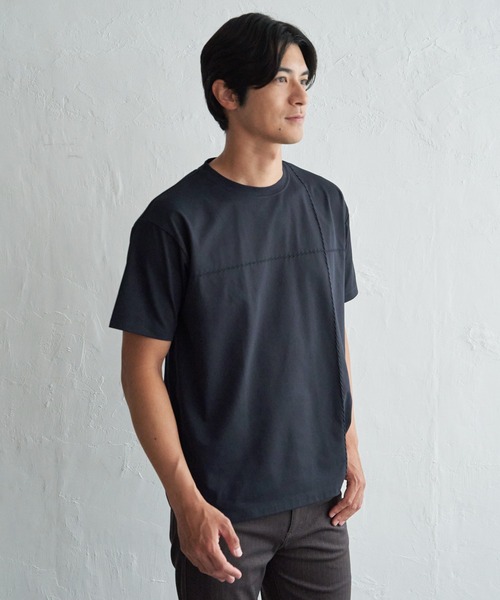 ikka(イッカ)の「【接触冷感】ステッチ刺繍Tシャツ(Tシャツ/カットソー・メンズ・ホワイト/ブラック/ネイビー・M/L/XL/S)」の11枚目の写真