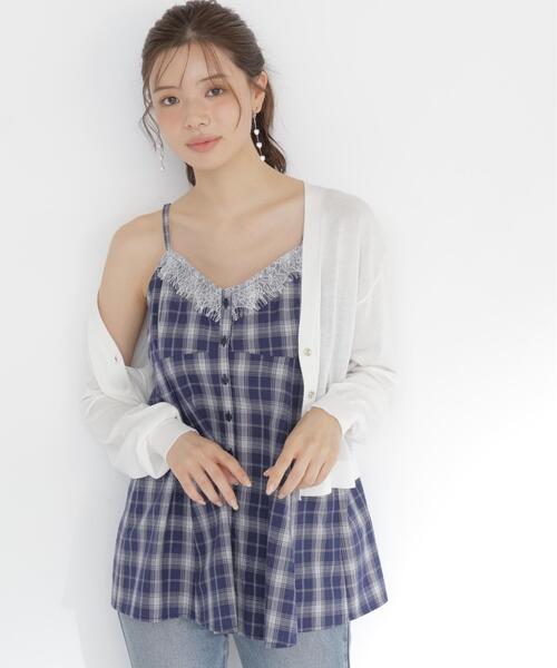 PROPORTION BODY DRESSING(プロポーションボディドレッシング)の「<a>レイヤードキャミソールビスチェ / 1216219701(シャツ/ブラウス・レディース・ネイビー/ブラウン・FREE)」の1枚目の写真