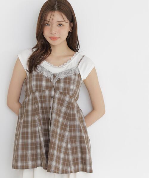 PROPORTION BODY DRESSING(プロポーションボディドレッシング)の「<a>レイヤードキャミソールビスチェ / 1216219701(シャツ/ブラウス・レディース・ネイビー/ブラウン・FREE)」の3枚目の写真