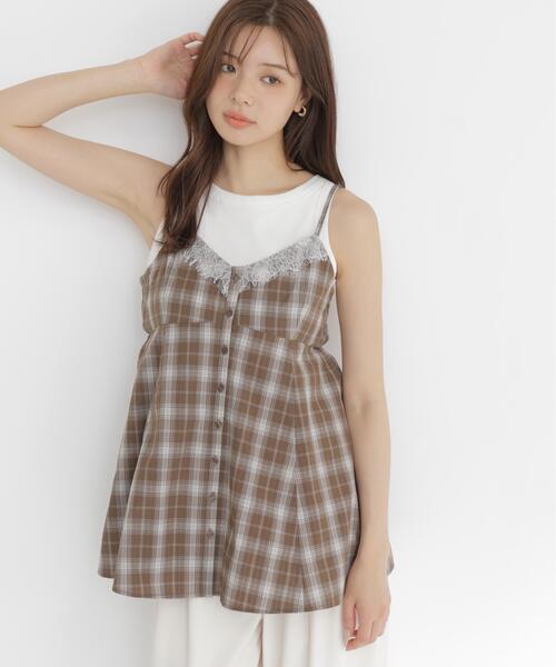 PROPORTION BODY DRESSING(プロポーションボディドレッシング)の「<a>レイヤードキャミソールビスチェ / 1216219701(シャツ/ブラウス・レディース・ネイビー/ブラウン・FREE)」の4枚目の写真
