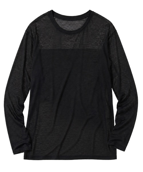 DAY CLOSET(デイ クローゼット)の「長袖 ラウンドネックスラブ調シアーロンT レディース(Tシャツ/カットソー・レディース・杢グレー/ホワイト/ブラック・FREE)」の7枚目の写真