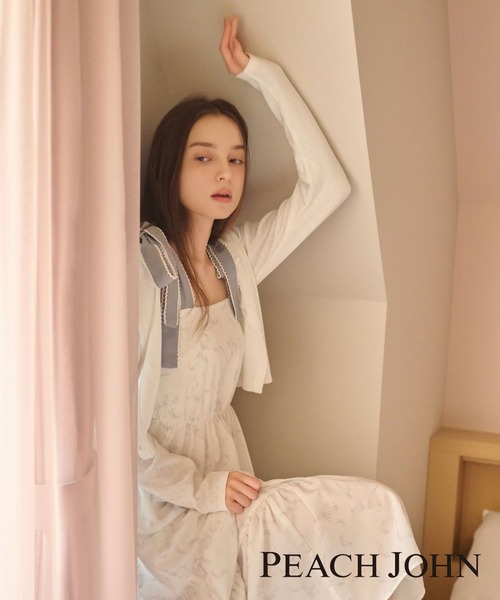 Heather（ヘザー）の「【Heather×PEACH JOHN】パターンメッシュカーディガン　1052565（カーディガン/ボレロ・レディース・ブルー系その他/オフホワイト/ホワイト系その他・FREE）」の2枚目の写真