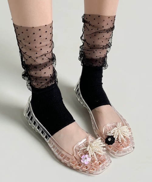 Vipoa(ヴィポア)の「Ballet mesh jelly shoes(サンダル・レディース・ブラウン/アイボリー/クリア/シルバー/ゴールド/ブラック/レッド・SMALL/LARGE/MEDIUM)」の12枚目の写真