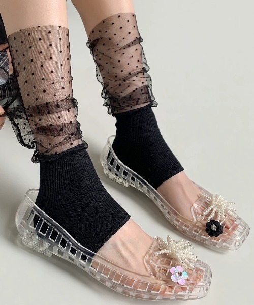 Vipoa(ヴィポア)の「Ballet mesh jelly shoes(サンダル・レディース・ブラウン/アイボリー/クリア/シルバー/ゴールド/ブラック/レッド・SMALL/LARGE/MEDIUM)」の13枚目の写真