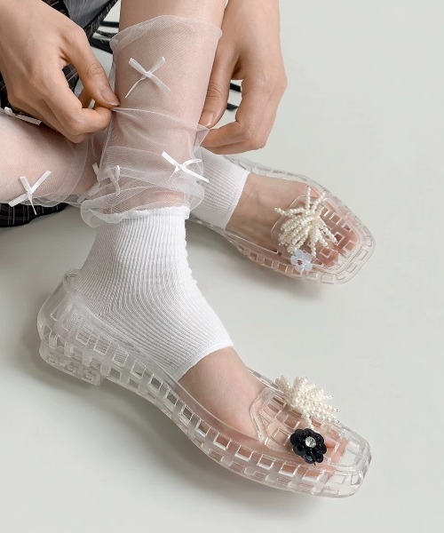 Vipoa(ヴィポア)の「Ballet mesh jelly shoes(サンダル・レディース・ブラウン/アイボリー/クリア/シルバー/ゴールド/ブラック/レッド・SMALL/LARGE/MEDIUM)」の14枚目の写真