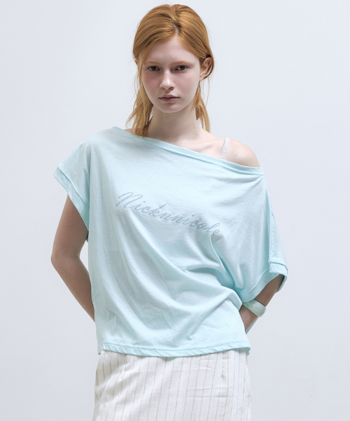 NICK&NICOLE(ニックアンドニコール)の「LETTERING OFF SHOULDER TOP_MINT(Tシャツ/カットソー・レディース・その他・FREE)」の2枚目の写真