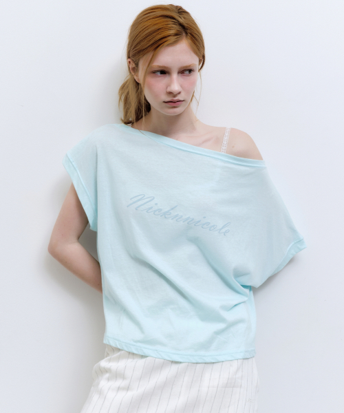 NICK&NICOLE(ニックアンドニコール)の「LETTERING OFF SHOULDER TOP_MINT(Tシャツ/カットソー・レディース・その他・FREE)」の3枚目の写真