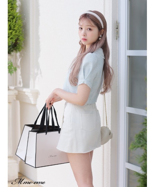 M me eme(エムミーエメ)の「Rhinestone denim mini skirt(eme10406)(スカート・レディース・ホワイト・FREE)」の5枚目の写真