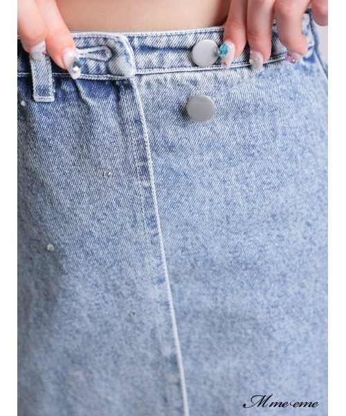 M me eme(エムミーエメ)の「Rhinestone denim mini skirt(eme10406)(スカート・レディース・ホワイト・FREE)」の10枚目の写真