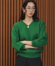 【2026AW】【M~Lサイズ展開】Vネックカラーニットプルオーバー