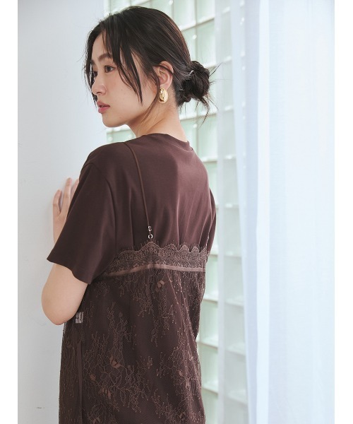 Mila Owen(ミラオーウェン)の「Tシャツセットレースキャミワンピース(ワンピース・レディース・ブラック/アイボリー/ブラウン・0/1)」の7枚目の写真