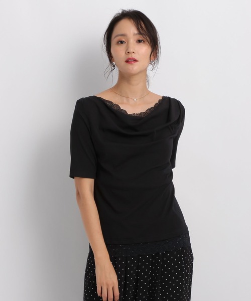 Andemiu(アンデミュウ)の「ドレープカットレースTシャツ/1063333(Tシャツ/カットソー・レディース・ブラック/オフホワイト/ホワイト×ブラック・FREE)」の13枚目の写真