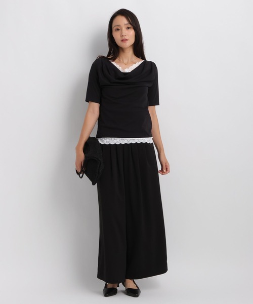 Andemiu(アンデミュウ)の「ドレープカットレースTシャツ/1063333(Tシャツ/カットソー・レディース・ブラック/オフホワイト/ホワイト×ブラック・FREE)」の14枚目の写真
