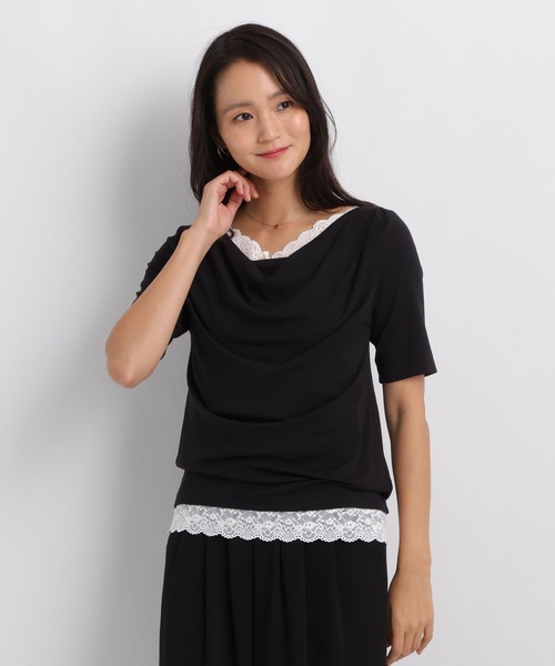 Andemiu(アンデミュウ)の「ドレープカットレースTシャツ/1063333(Tシャツ/カットソー・レディース・ブラック/オフホワイト/ホワイト×ブラック・FREE)」の15枚目の写真