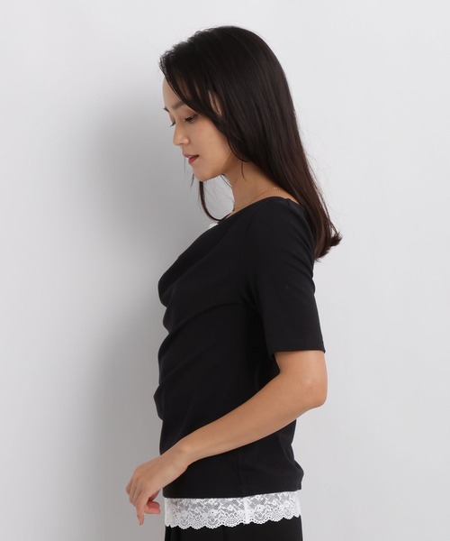 Andemiu(アンデミュウ)の「ドレープカットレースTシャツ/1063333(Tシャツ/カットソー・レディース・ブラック/オフホワイト/ホワイト×ブラック・FREE)」の17枚目の写真