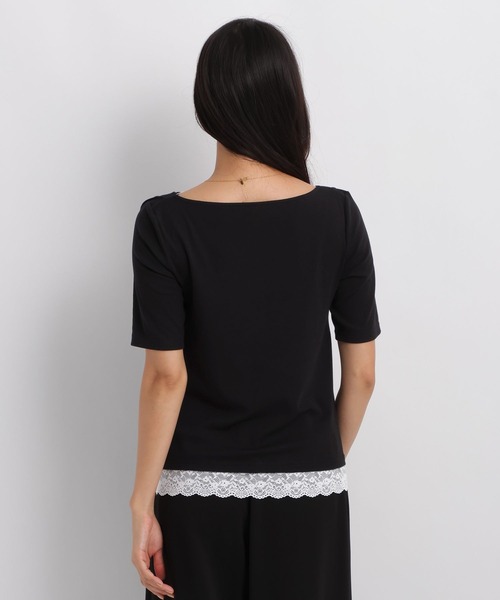 Andemiu(アンデミュウ)の「ドレープカットレースTシャツ/1063333(Tシャツ/カットソー・レディース・ブラック/オフホワイト/ホワイト×ブラック・FREE)」の18枚目の写真