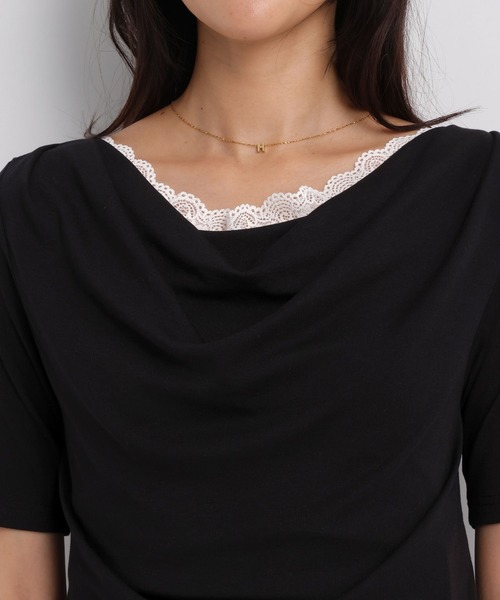 Andemiu(アンデミュウ)の「ドレープカットレースTシャツ/1063333(Tシャツ/カットソー・レディース・ブラック/オフホワイト/ホワイト×ブラック・FREE)」の19枚目の写真