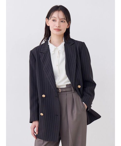 TONAL(トーナル)の「テーラードオーバージャケット(テーラードジャケット・レディース・ネイビー/ブラック/チャコールグレー/ブラウン・SMALL/MEDIUM)」の2枚目の写真